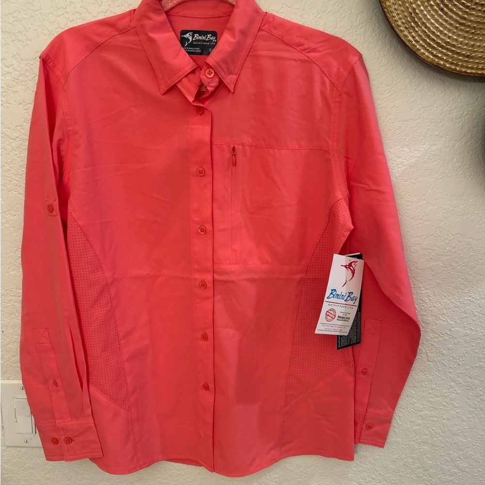 Bimini Bay Outfitters Clearwater women's long sleeve coral shirt size SMALL‎ NWT